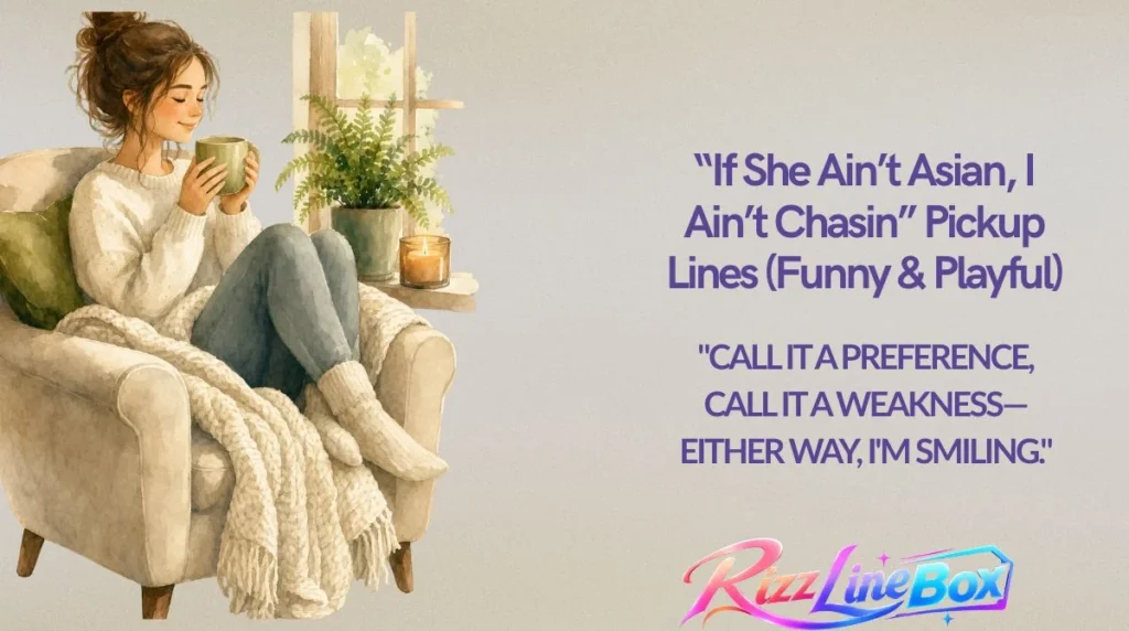 “If She Ain’t Asian, I Ain’t Chasin” Pickup Lines (Funny & Playful)